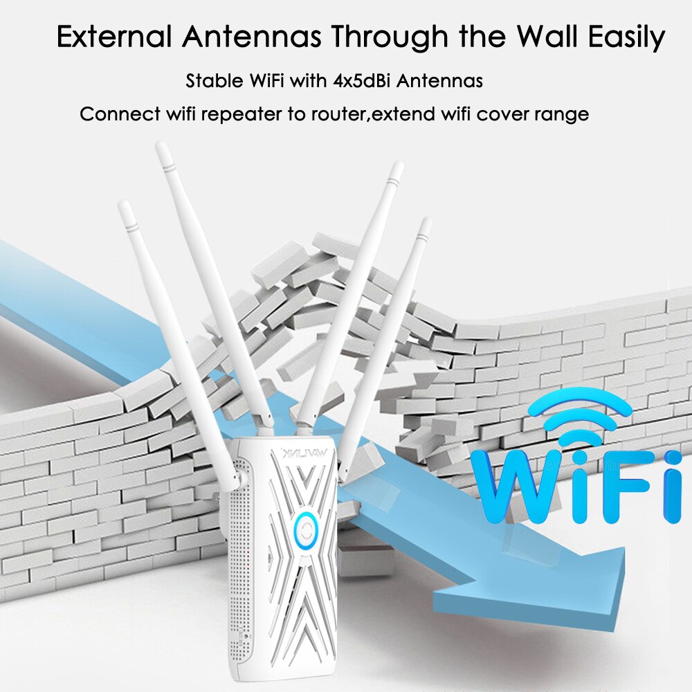 1200Mbps 2.4G 5G double bande WiFi AP/répéteur sans fil Wi-fi Fi longue portée Extender Wi-fi Booster 802.11ac 4x5dBi antennes externes