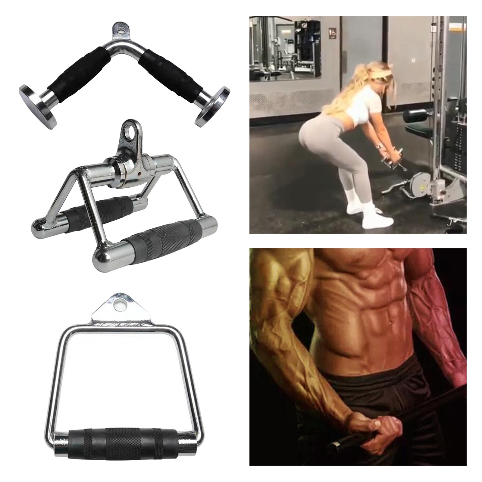 Gym Attachment Handle Cable System V-Shaped Bar Multigym Double D Row Handle