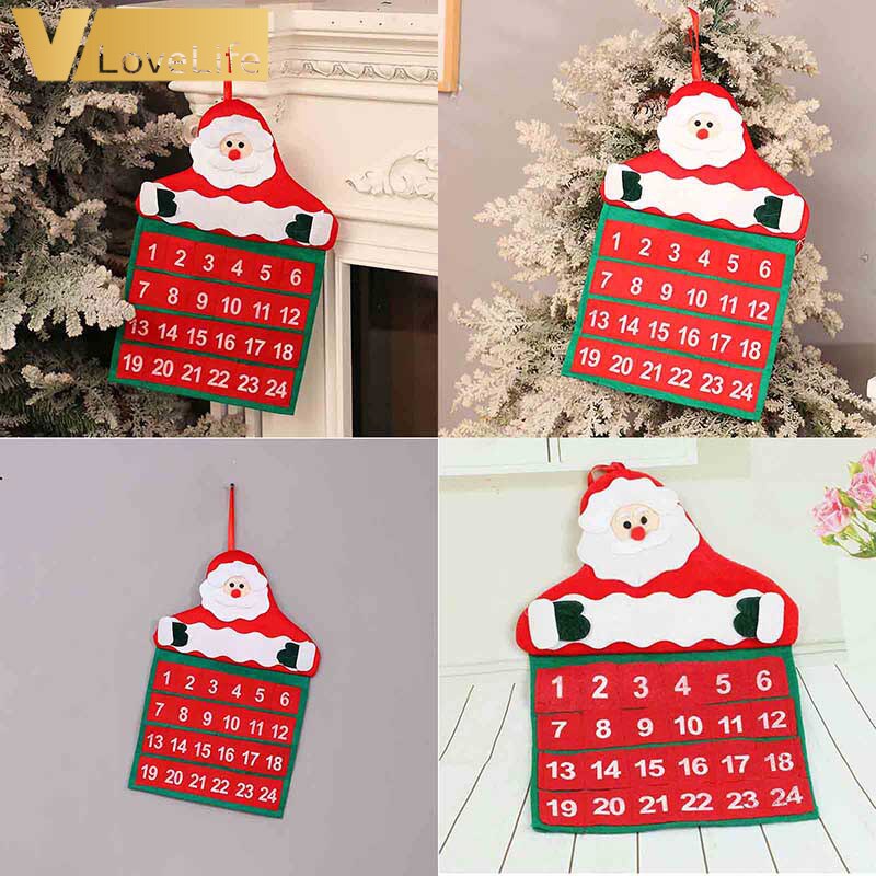 Jul adventskalender tomte snögubbe hängande julkalender dörr vägg fönster juldekoration jul