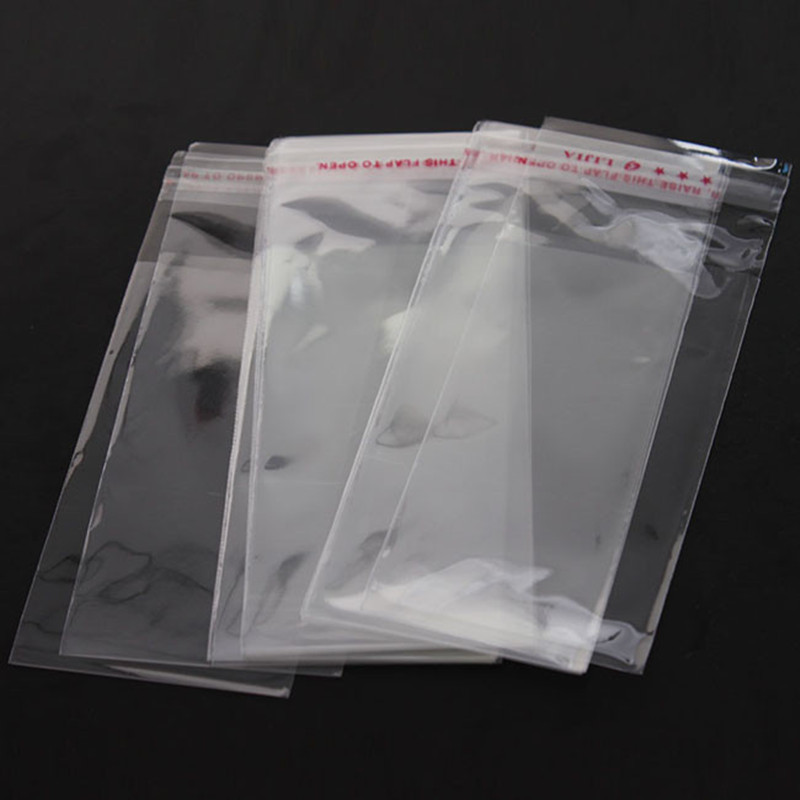 Sac en plastique transparent avec autocollant pour , sachet OPP transparent avec pli de 3cm, lot de 600 pièces, 6x24cm,
