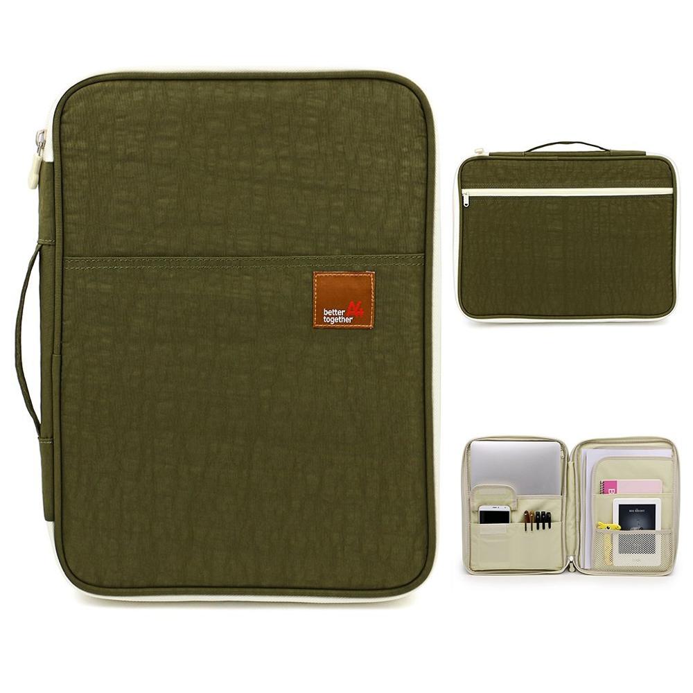 Multi-Functionele A4 Documenten Zakken Portfolio Organisatoren Waterdichte Travel Pouch Ritssluiting Case Voor Ipads, Notebooks, Pennen: Green