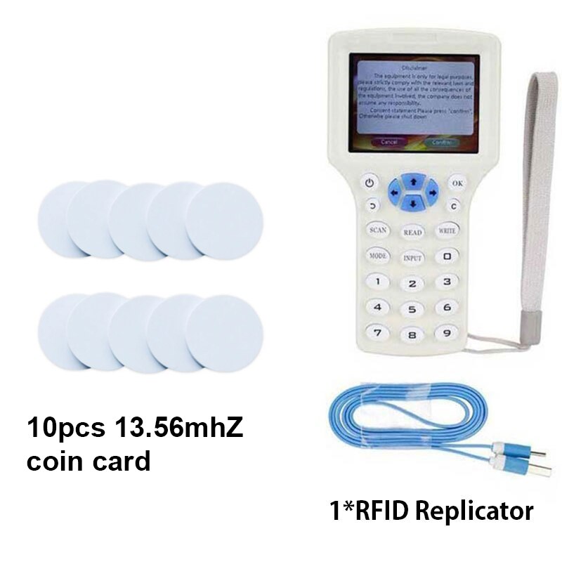 10 frekvens nfc smart rfid läsare skrivare 125 khz kopiator duplicering 13.56 mhz usb-kopia intercom nyckel programmerare krypterat nyckelkort: Paket 2