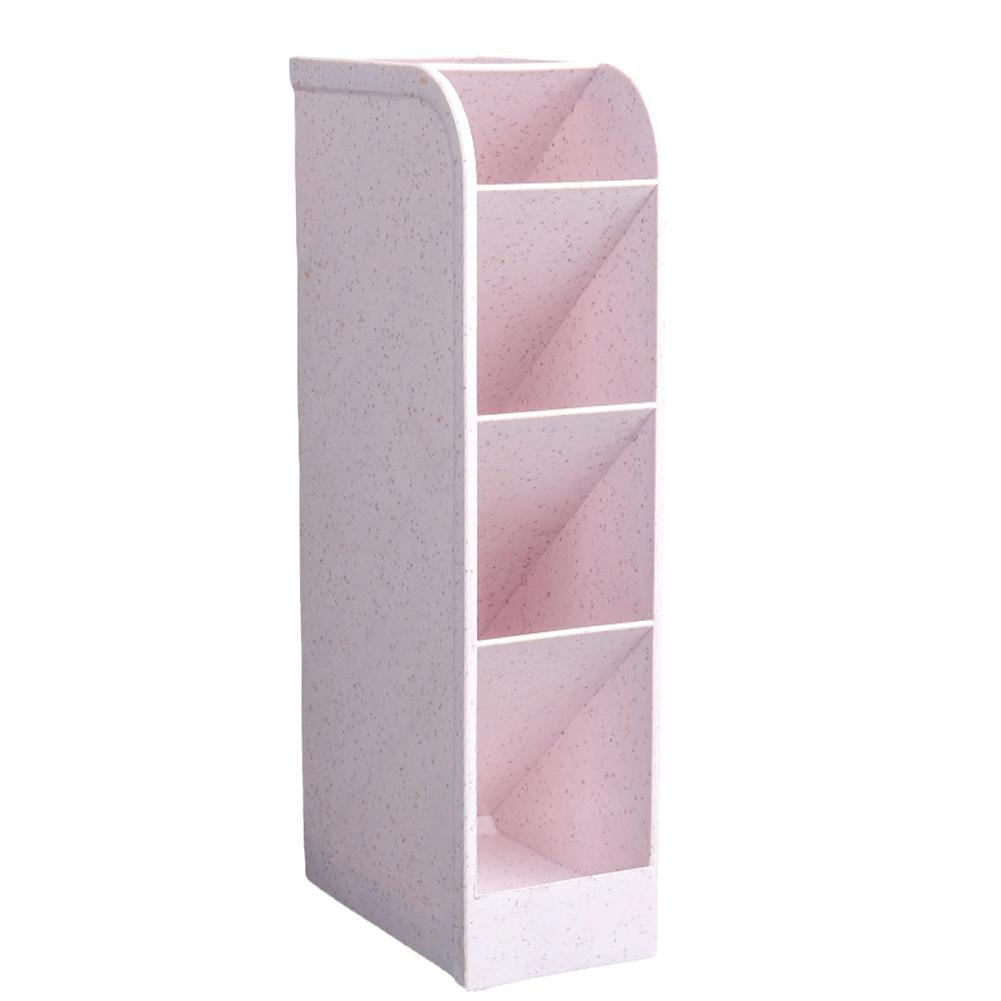 Desktop Organizer Pen Holder Kawaii 4 Gird Desk Makeups Pencil Storage Stand Box School Office Stationery Supplies: D
