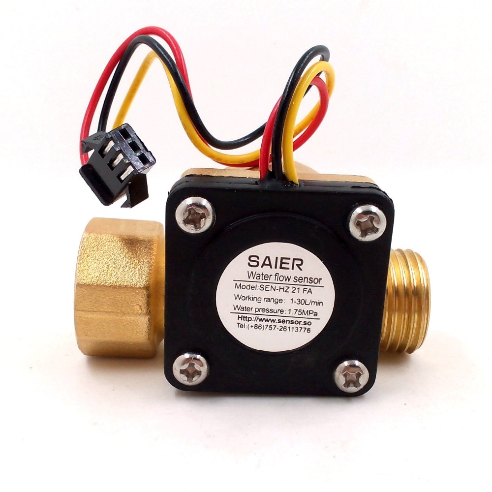 Flow Meter Switch Control Counter Indicator Hall Flow level sensor Flowmeter Water Heater DN15 G1/2&#39;&#39; Brass