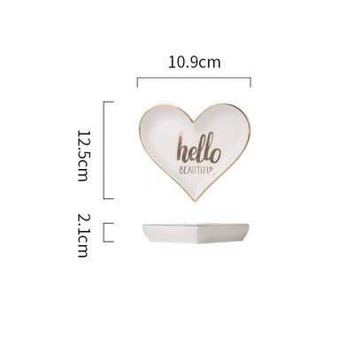 Nordic Mini Hart Vorm Keramische Sieraden Schotel Porselein Plaat Handgeschilderd Opslag Gerecht Decoratieve Lade Tafel Saus Schotel: 1-11x12.5cm