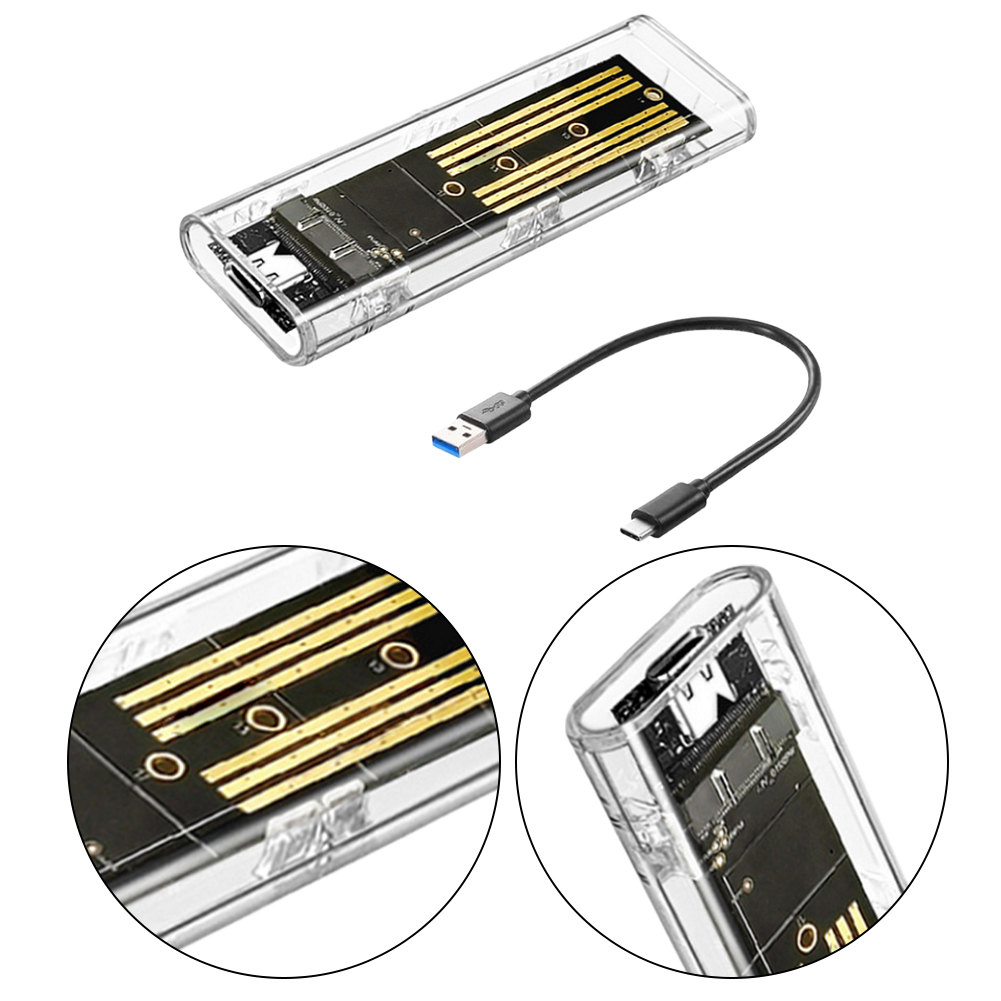 M.2 ngff sata festplatten box typ c usb 3,1 transparentes externes ssd gehäuse 10gbps festplatten gehäuse adapter für