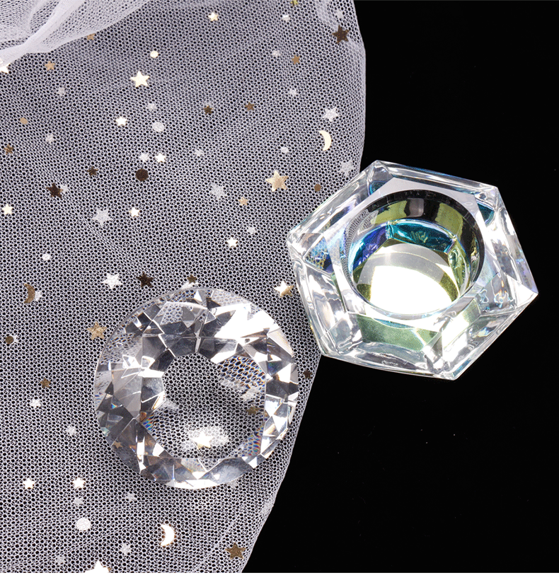 Diamant Deckel Bunte Gläser Kristall Tasse für Acryl Pulver Flüssigkeiten Manikübetreffend Werkzeug Nagel Tassen Gericht Deckel Schüssel Halfter Werkzeuge