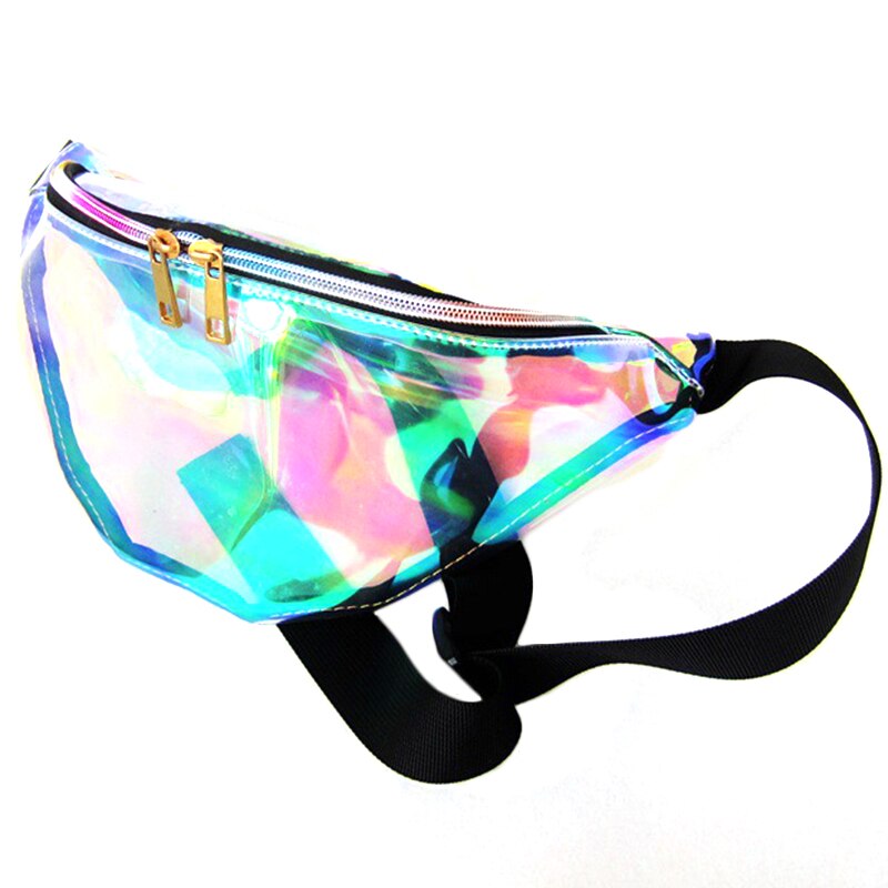 -Punk Lady Girl Retro Rainbow Transparent Bum Women Purse Waist Bag