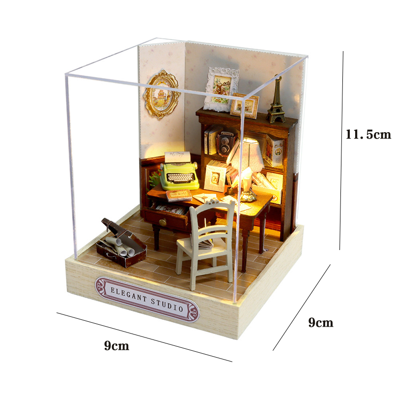 Casa de muñecas mágica, Kit de modelo de construcción de ensamblaje DIY en miniatura de madera, producción de juguetes de habitación pequeña, decoraciones con muebles: Morado