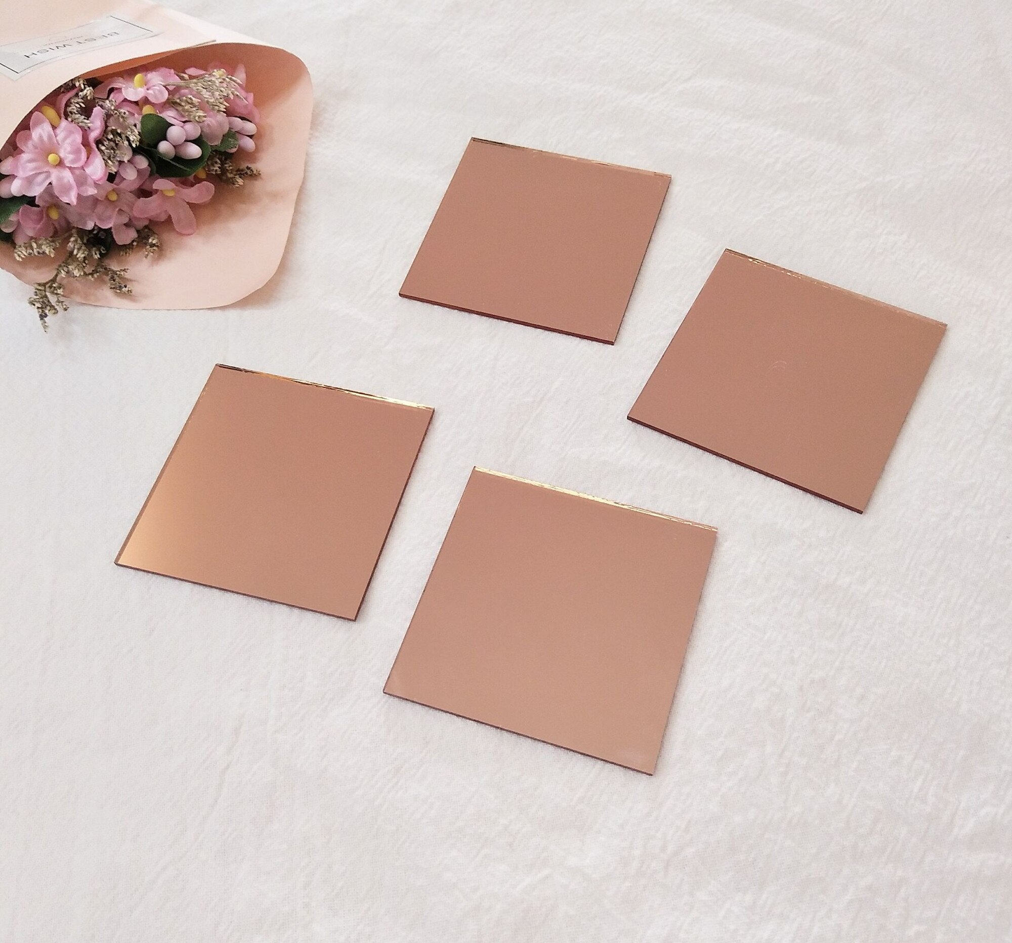 30 Pieces Square Mosaic Mirror Tiles,DIY Square Mirrors Sheet 2inch, Glass Mirror Title