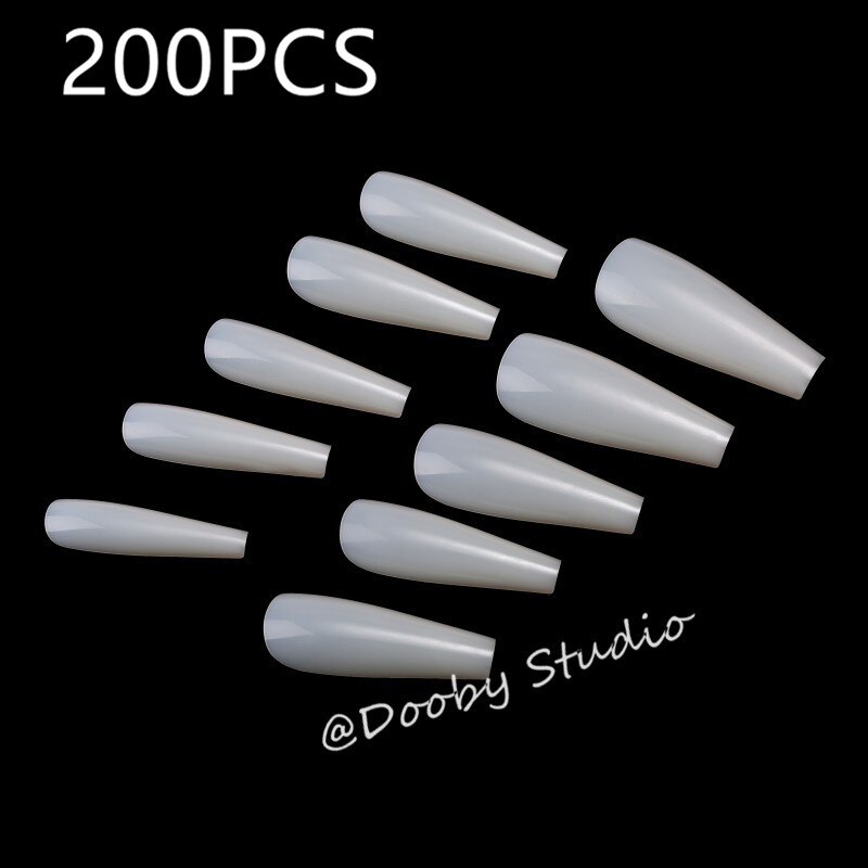 Faux Ongles transparents en acrylique, 200 pièces, Capsule cercueil, affichage artificiel, Nail Art, pointe artificielle: Nature-200pcs-P4-2