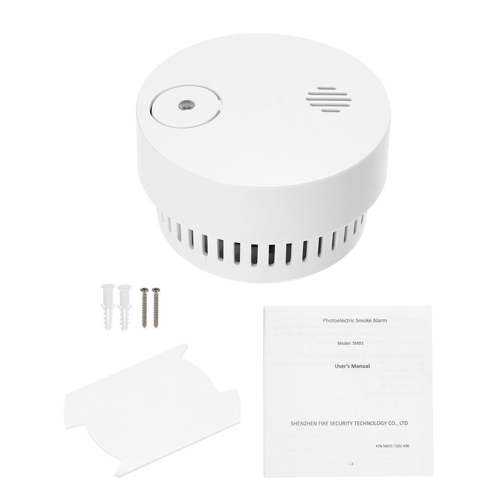 Battery-Powered Wireless Smoke Detector Photoelectric Fire Alarm Light Sound Warning Fire Safety For Home Security Alarm System: 1pcs