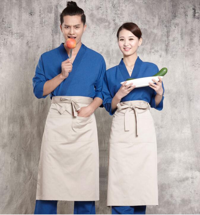 Japansk køkken mand & kvinde japansk sushi tøj sent om aftenen kantine kokkeuniform