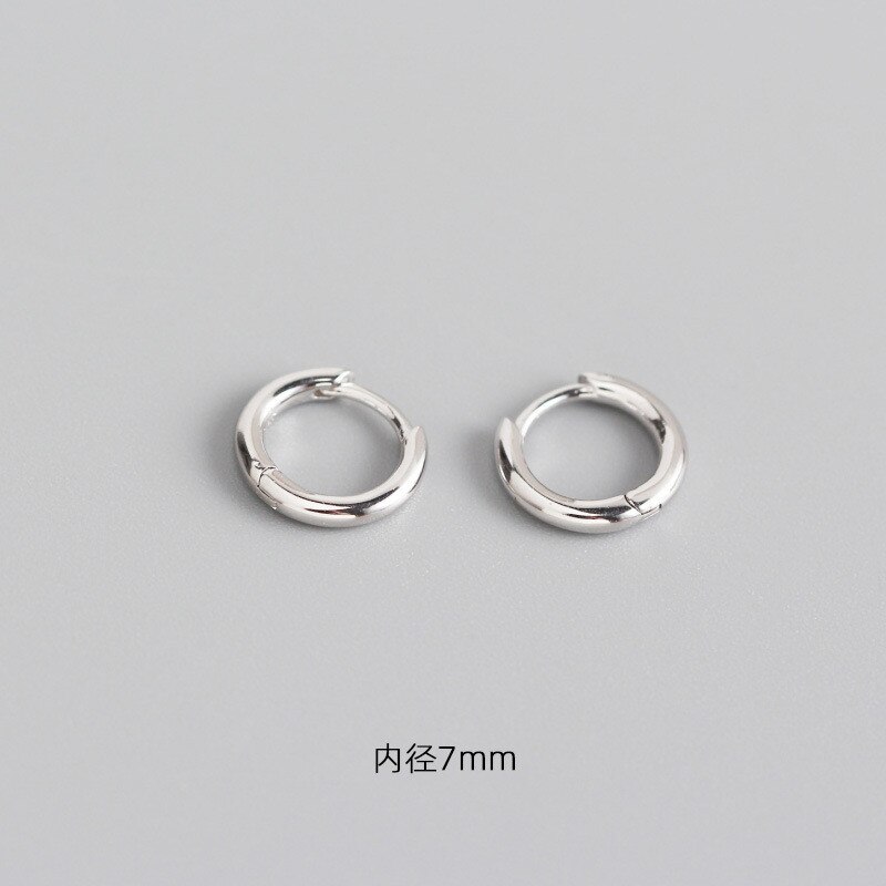 Ying Vahine 100% 925 Sterling Zilver Klassieke Ronde Cirkel Hoop Oorbellen Voor Vrouwen: PP-7MM