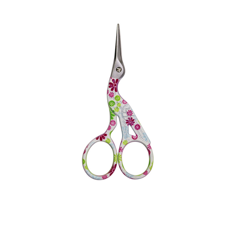 2 Size Stainless Steel Craft Scissors Handmade DIY Sewing Tools Zig Zag Fabric Scissors Pink Antique Stork Scissors: Small White Pink flo