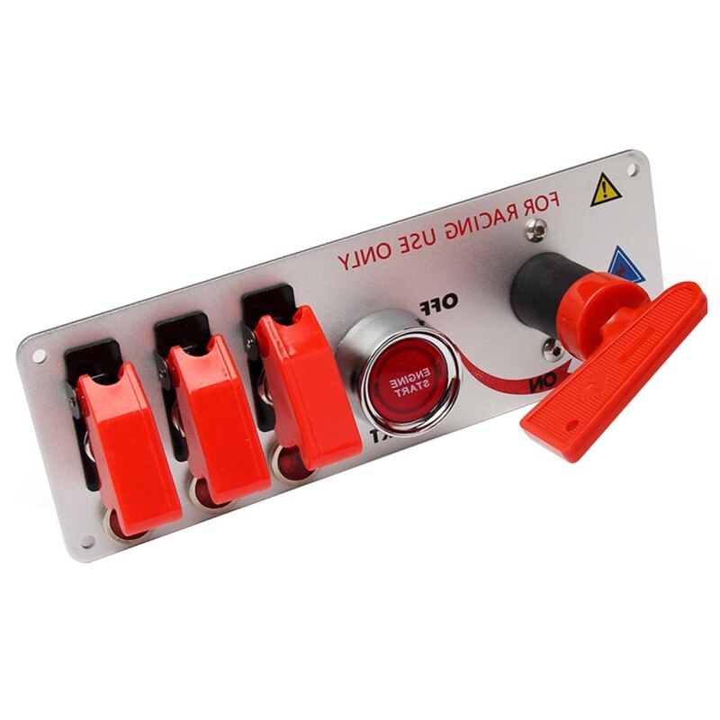 Ignition Switch Panel Race Car 5 in 1 12V Engine Push Button Starter LED Toggle Switches Panel for Racing Car Auto