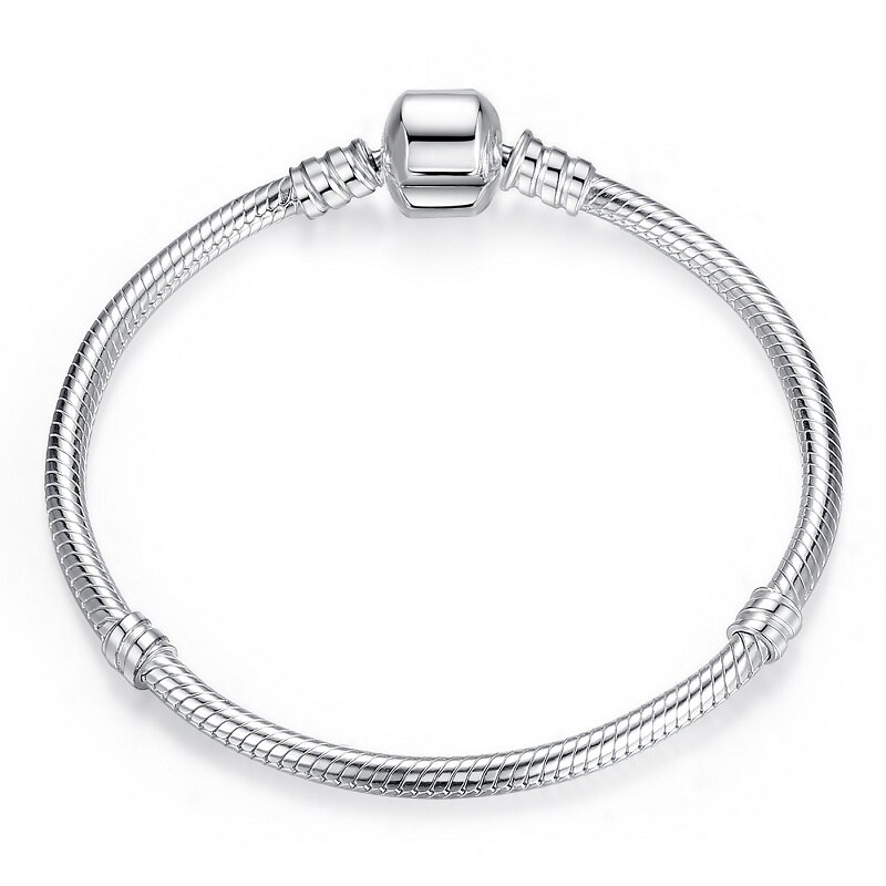 Sterling Silver Bracelet Fit Original Beads Charms Bangle DIY Jewelry Making For Women: CMB902 / 18cm