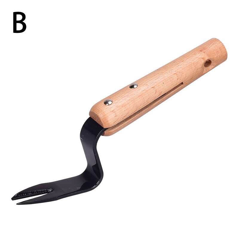 Cabezal de Metal para jardín, deshierbe Manual con mango de madera, elimina pala para malas hierbas, utensilios de corte para patio, 1 ud.: B
