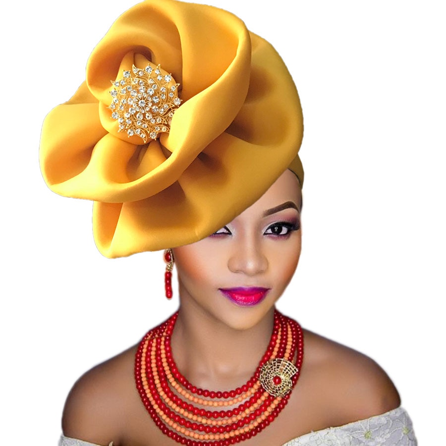 Turbante africano de para mujer negra, turbante nigeriano, cinta para la cabeza atada, gorro