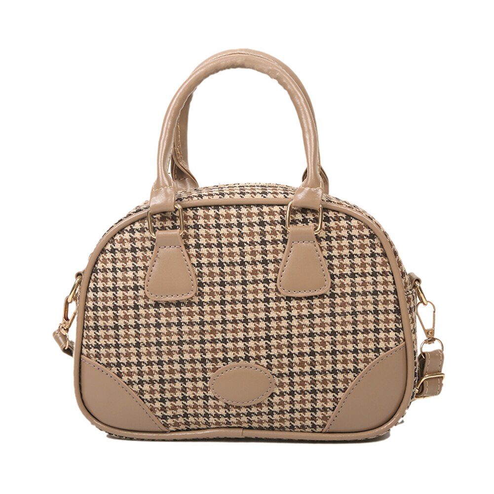 Plaid drucken Schulter Taschen Frauen Kupplung Jahrgang Weibliche PU Tuch Damen Umhängetaschen bolsos de hombro de las mujeres: kamel