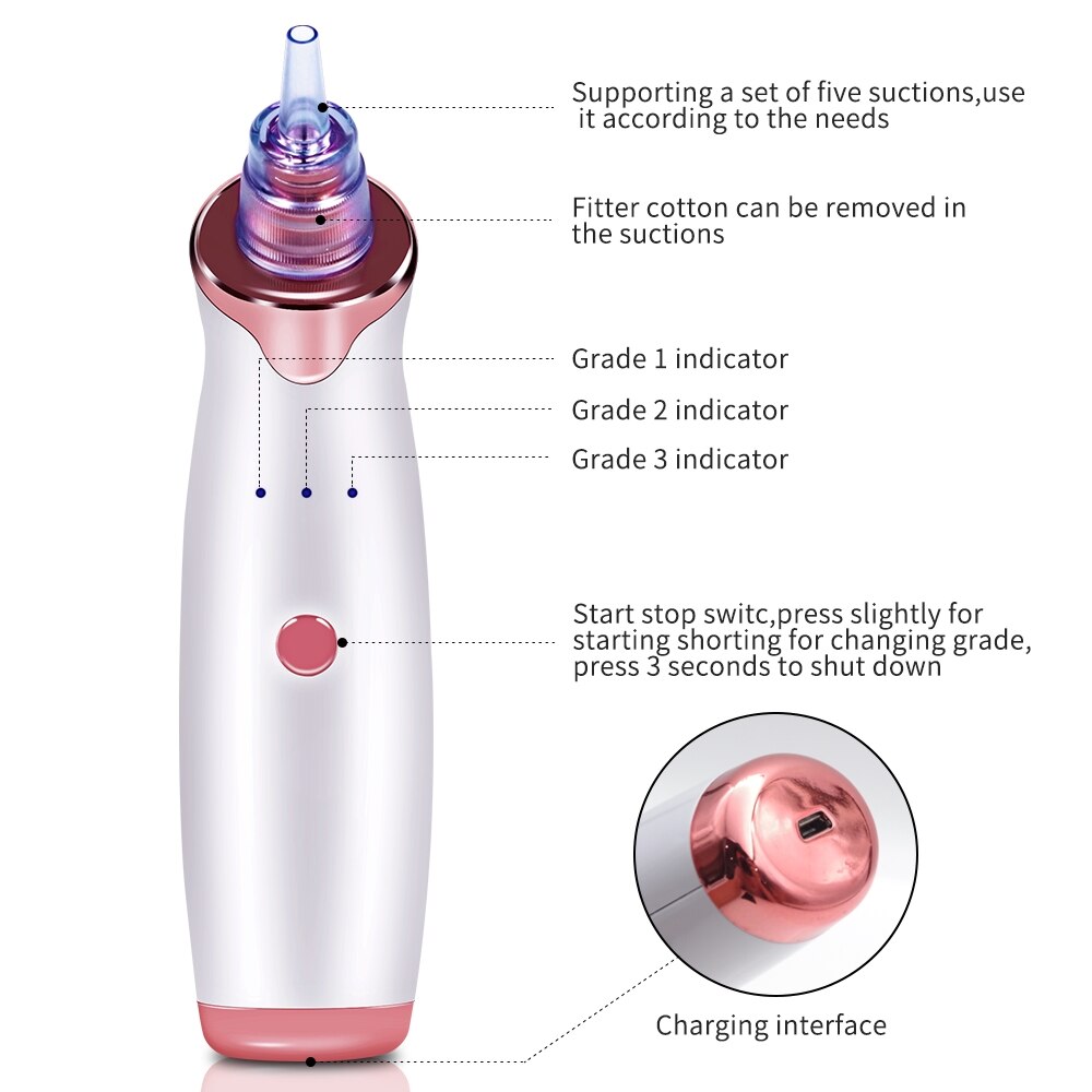 Blackhead Remover Pimple Acne Removal Blackhead Vacuum Tool Skin Care Pore Cleaner Facial Diamond Dermabrasion Machine