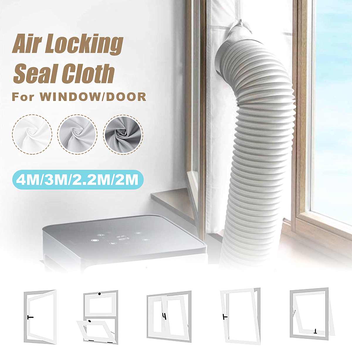 Universal Air Outlet Window Lock Seal Stop Doek Plaat 4 M Airconditioner Venster Afdichting Kit Voor Mobiele Airconditioner