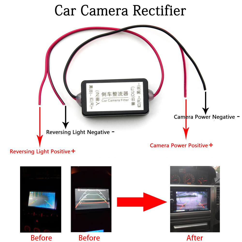 Oterleek 12 V DC Power Relais Condensator Filter Connector Gelijkrichter voor Auto Achteruitrijcamera Backup Camera