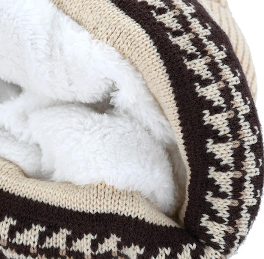 señoras gorro lana gorro Sanmao Bola de espalda al aire de punto sombrero de terciopelo grueso gorro tejido para abrigo niña Otoño e Invierno oreja protección