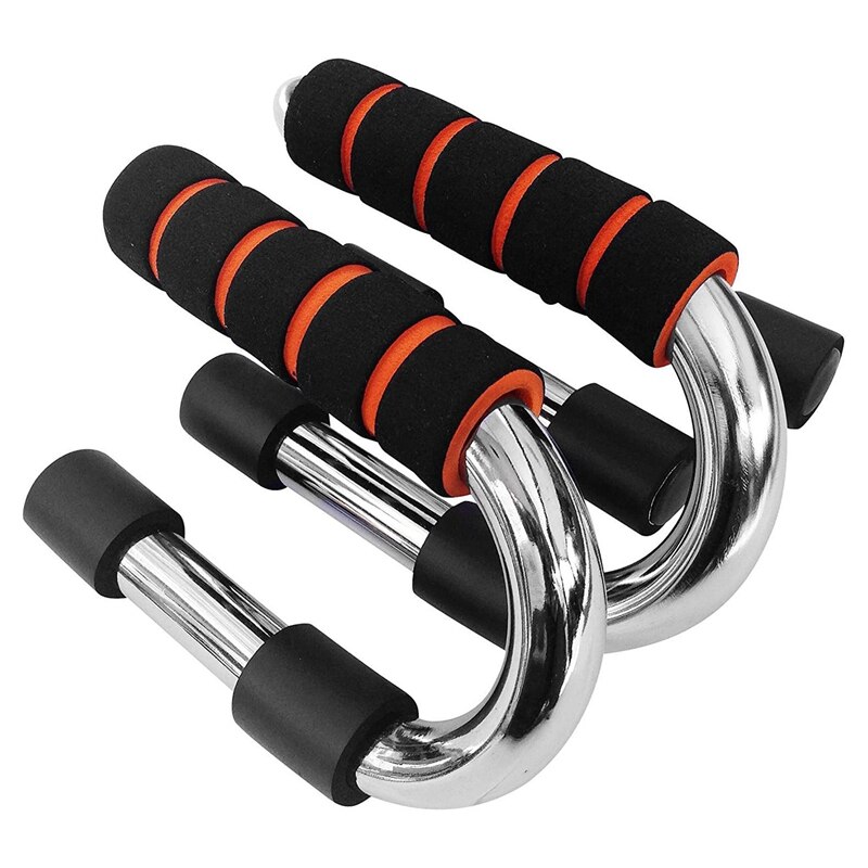 2Pcs Push Up Bars Strong Chrome Steel Pushup Stands with Comfortable Foam Grip and Non-Slip Bars: Default Title