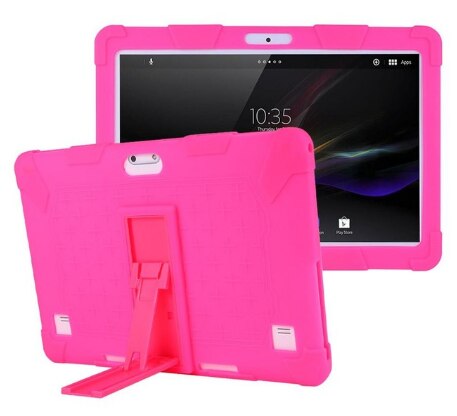 Universele, stevige, zachte siliconen hoes voor bq aquaris  m10 ubuntu edition, volledige  hd 10.1 inch tablet-pc, beschermende hoes: Rozenrood