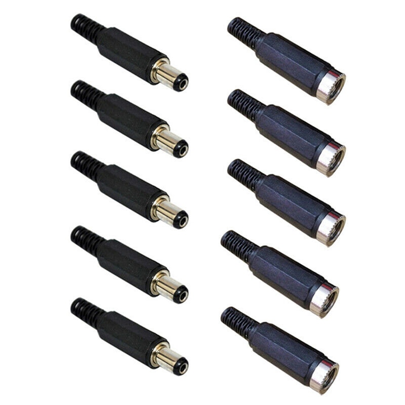5 Paar = 10 Stuks 2.1X5.5 Mm Man Vrouw Dc Power Plug Socket Jack Adapter Connectors Set