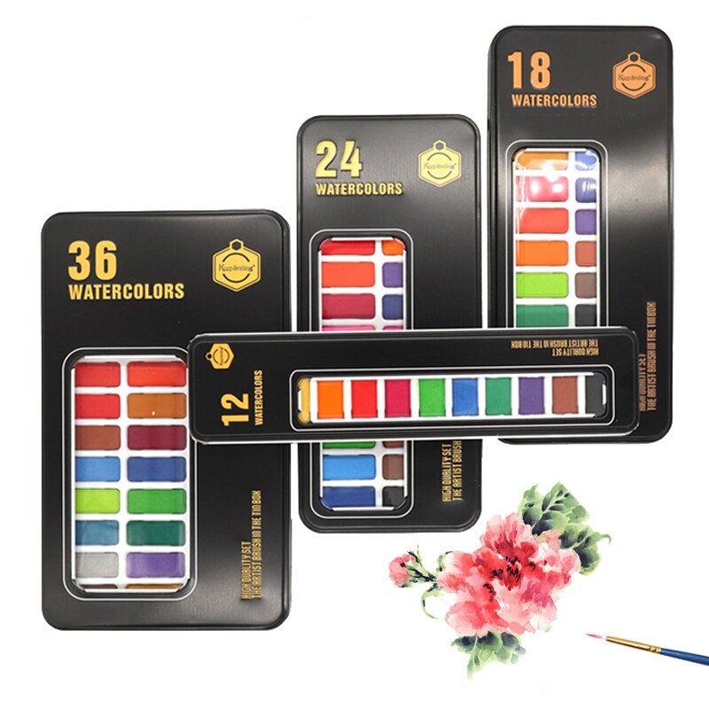 Kemila 12/18/24/36/Kleur Solide Aquarel Set Basic Neone Glitter Aquarel Verf Voor Tekenen art Verf Levert