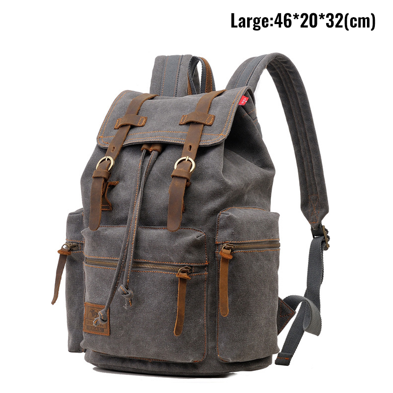MARKROYAL Canvas Retro Men's Bag Backpack Suitable 14 Inch Laptop Bag Vintage 36-55L Wear-resistant Backpack Coffee Dripshipping: Light Grey