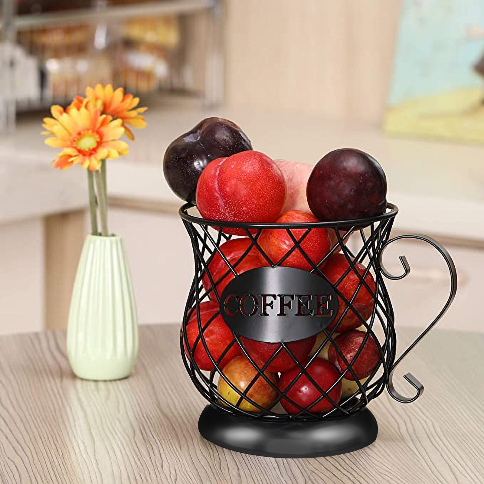 Uitgeholde Koffie Capsule Opslag Mand Creatieve Koffiekopje Vormige Fruit Koffie Pod Organizer Houder Voor Home Cafe Hotel Ornament