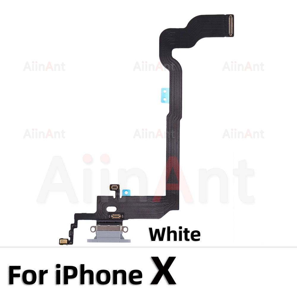 Bodem Usb Charger Port Flex Kabel Voor Iphone X Xs Max Xr 7 8 Plus 7G 8G Dock Opladen Connector Microfoon Flex: X White
