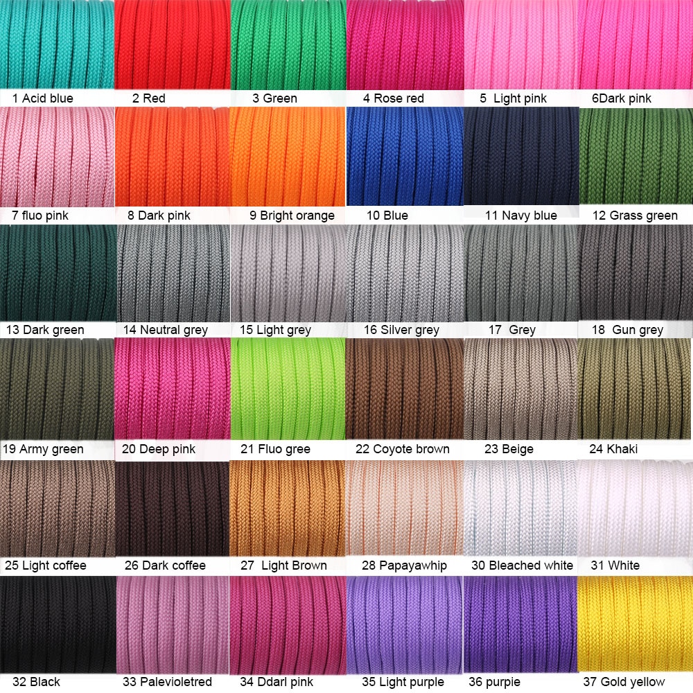 30ft 550lb paracord snor faldskærmssnor med 7 kerne snor reb 4mm dia til camping vandreture udendørs hjem 9.1m solide farver