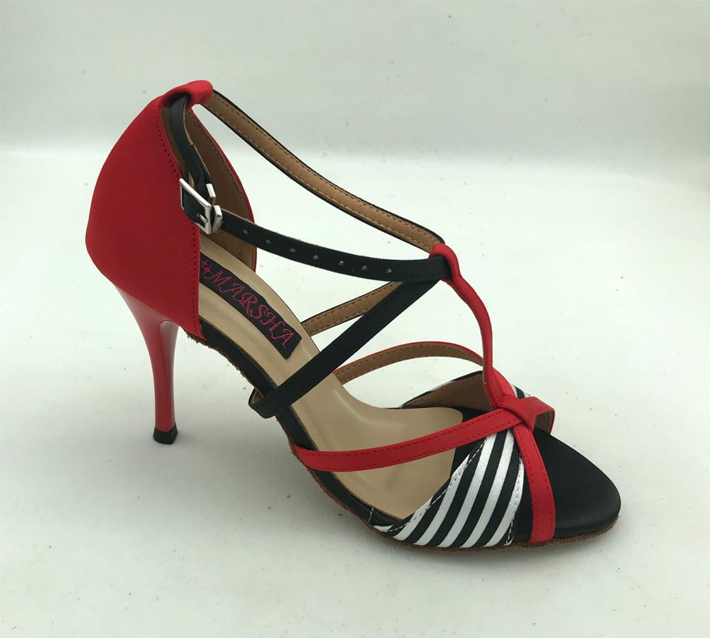 Zapatos de baile latino profesionales a la para mujer, zapatos de salón para salsa tango, zapatos de boda y de satén rojo 6232B-BRS