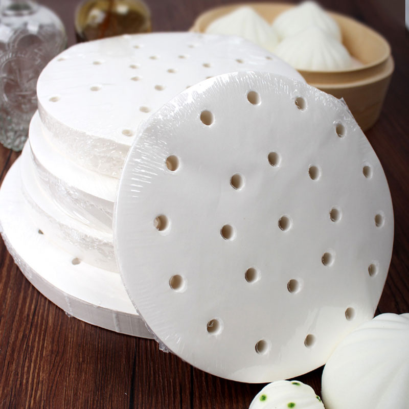 50Pc/Bag Air Fryer Steamer Liners Premium Perforated Wood Pulp Papers Non-Stick Steaming Basket Mat Baking Utensils For Kitchen