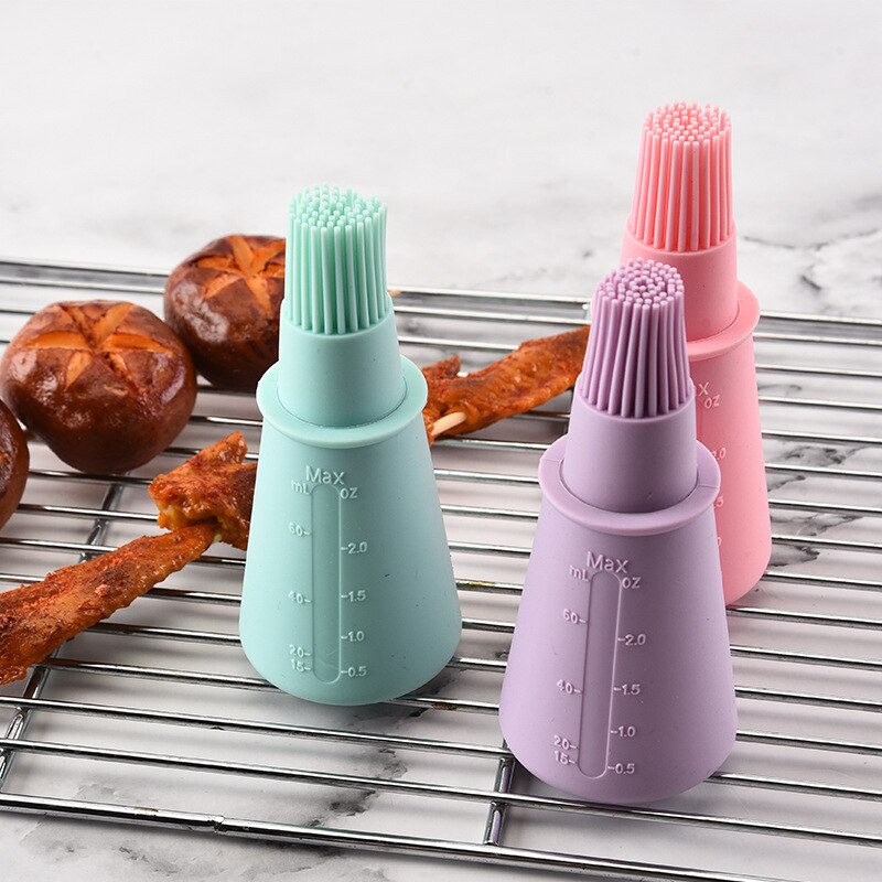Silicone Oil Bottle Barbecue Brush With Cap Oil Brush With Scale Bread Cake Butter Bread Pastry Brush BBQ Accessories Grill Tool