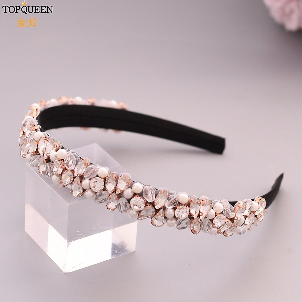 TOPQUEEN S387-FG Luxus Strass Hochzeit Stirnband Stunning Kristall Haar Schmuck Braut Haar Tiara Barock Stirnbänder Headwear