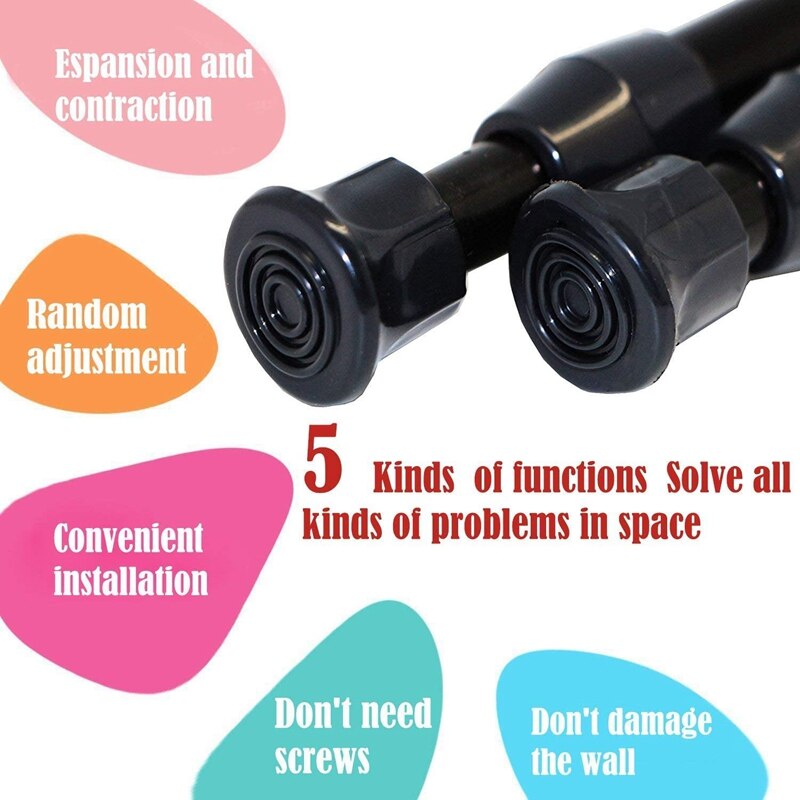 8 Pack Small Short Spring Tension Rods 15.7 inch to 28 inch Black Curtain Rod Tension Spring Rod