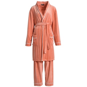 Bata de franela gruesa para hombre, Kimono de invierno, albornoz de lana de Coral suave, ropa de dormir para el hogar, camisón de gran tamaño, novedad: Orange / M