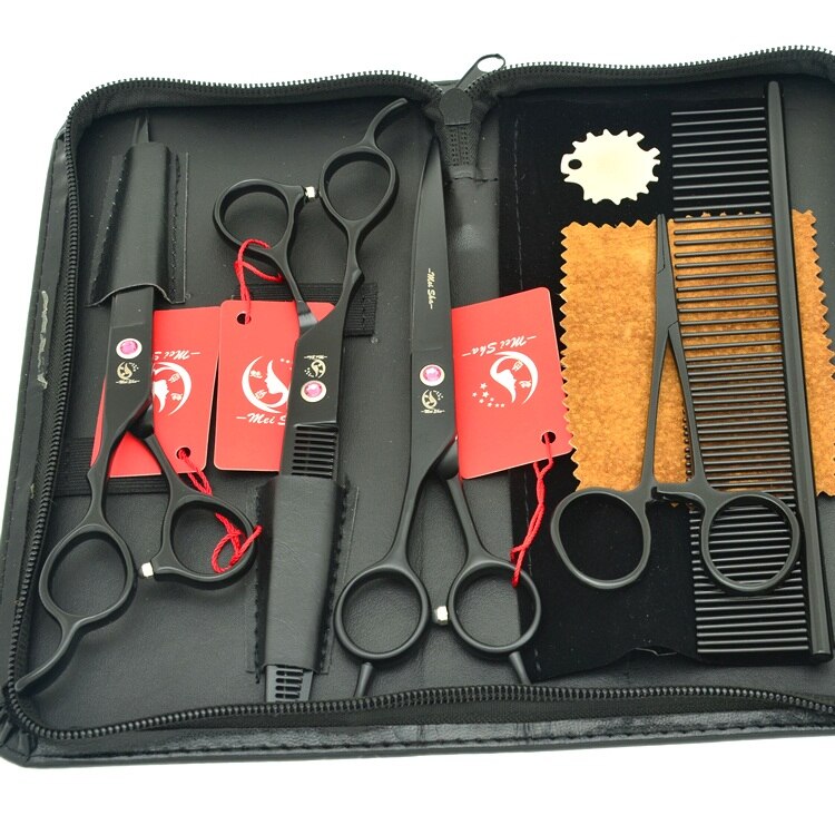 7.0 Inch Left Hand Pet Scissors for Dog Grooming Left-Hand Straight&amp;Thinning&amp;Curved Shears With Comb Forceps B0057A