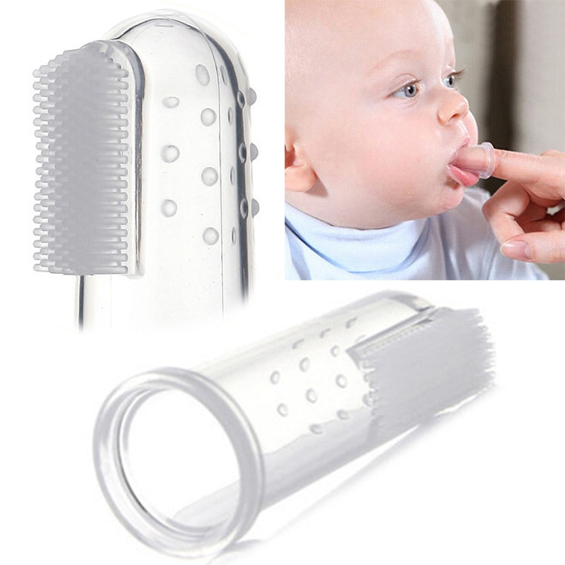 Schattige Baby Vinger Tandenborstel Met Doos Kids Tanden Clear Massage Zachte Siliconen Zuigeling Rubberen Borstel