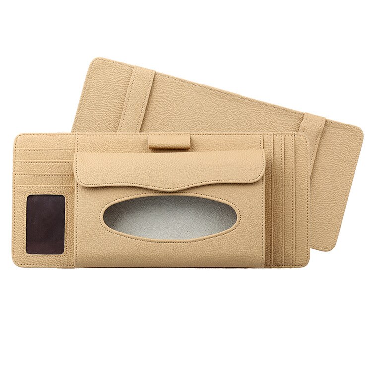 Lichee Patroon Draagbare 4 Disc Capaciteit DVD CD Case voor Auto Media Opslag CD Tas-20: beige