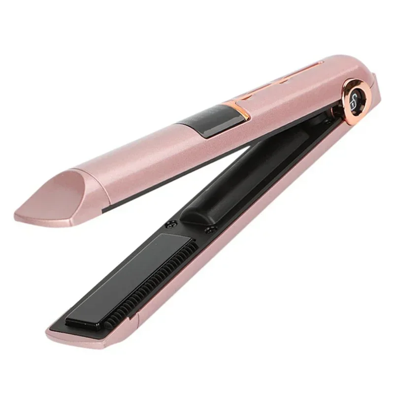 Tragbarer, kabelloser haarglätter mit powerbank-funktion, wiederaufladbarer haarglätter und lockenstab für zuhause und reisen: Rosa