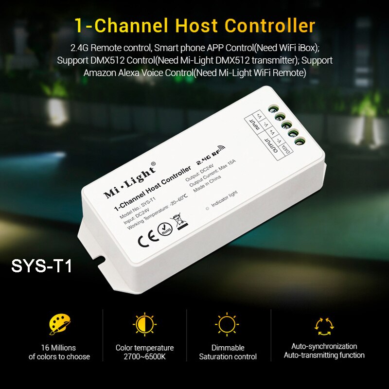 Miboxer DC24V 12W Rgb + Cct Rgb + Cct Led Onderwater Licht Waterdicht IP68 Ondergeschikte Lamp, 1 Ch Host Controller, 1 Ch Signaal Power: SYS-T1  Controller