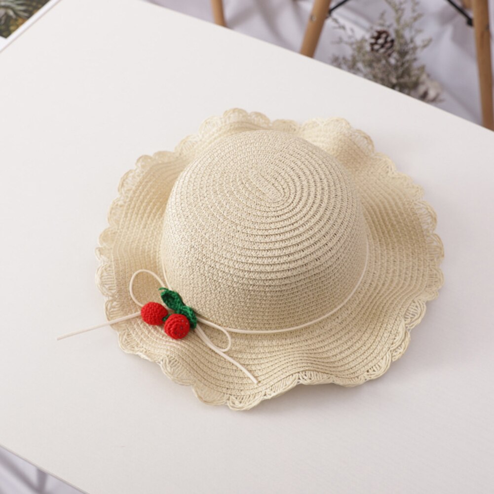 Letnie kapelusze przeciwsłoneczne dla dziewczynki dziecko dzieci dziecięce kapelusze plażbyć winnym truskawka ochrona UV słomiany kapelusz kapelusz typu wiaderko na wolnym powietrzu Sunhat torba