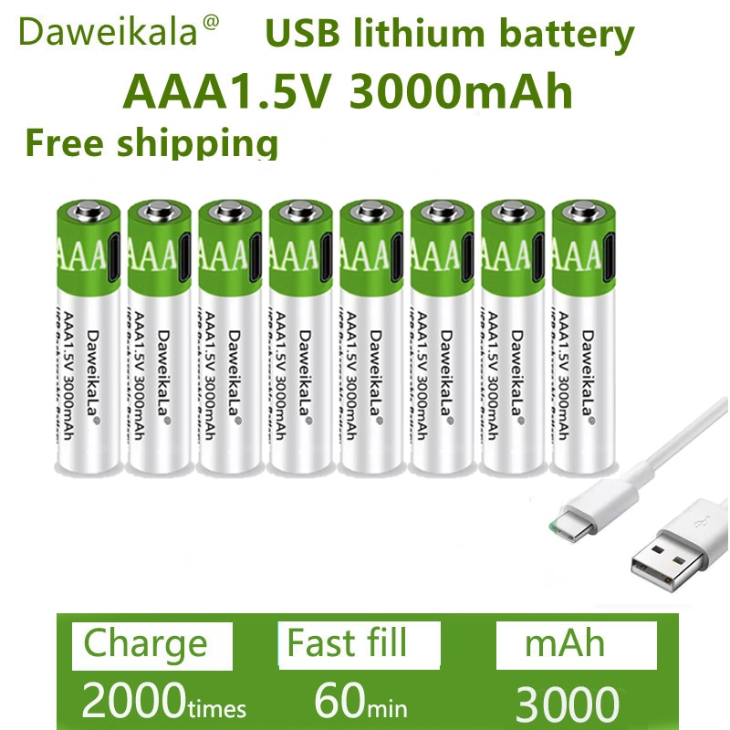 Snel Opladen 1.5Vaaa Lithium Ion Batterij Met 3000Mah Capaciteit En Usb Oplaadbare Lithium Usb Batterij Voor Speelgoed Keyboard