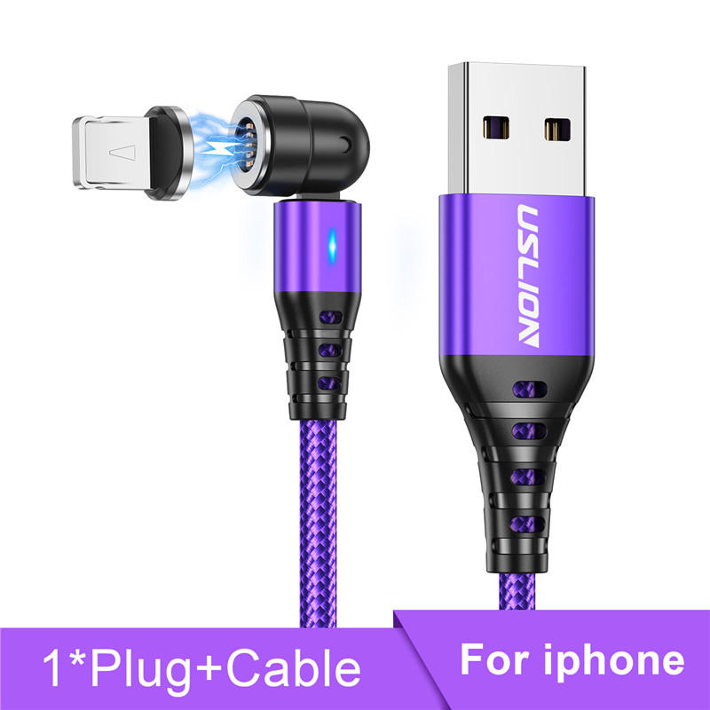 Kabel magnetyczny 5A Obrót o 540 stopni Kabel do szybkiego ładowania typu C Kabel do ładowania magnetycznego Micro USB Przewód do transmisji danych telefonu do iphone'a Xiaomi Samsung: Różowy / 0.75 m